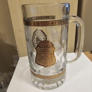 Federal Bureau of Investigation DOJ Fingerprint Glass Stein Tankard Beer Mug